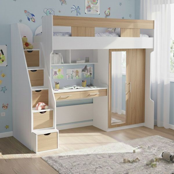 Двухъярусная кровать со столом и шкафом ДКЧ 137 48041 фото