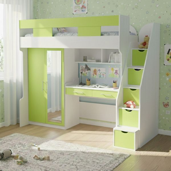 Двухъярусная кровать со столом и шкафом ДКЧ 137 48041 фото