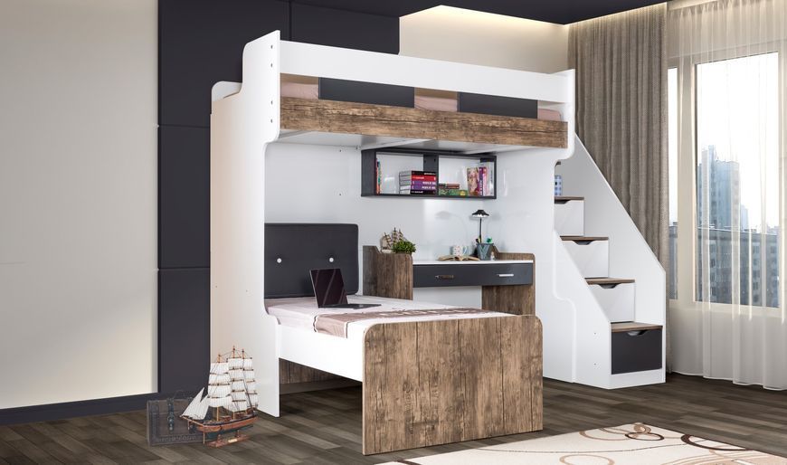 Двоярусне ліжко зі столом для двох ДКЧ 135 48037 фото Двоярусне ліжко зі столом для двох ДКЧ 135 48037 фото