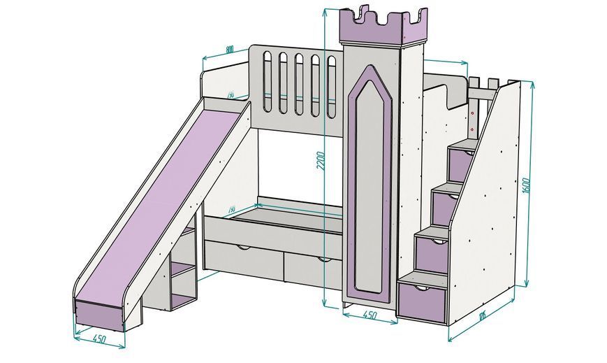 Дитяче ліжко замок ДКЗ 40 77924 фото